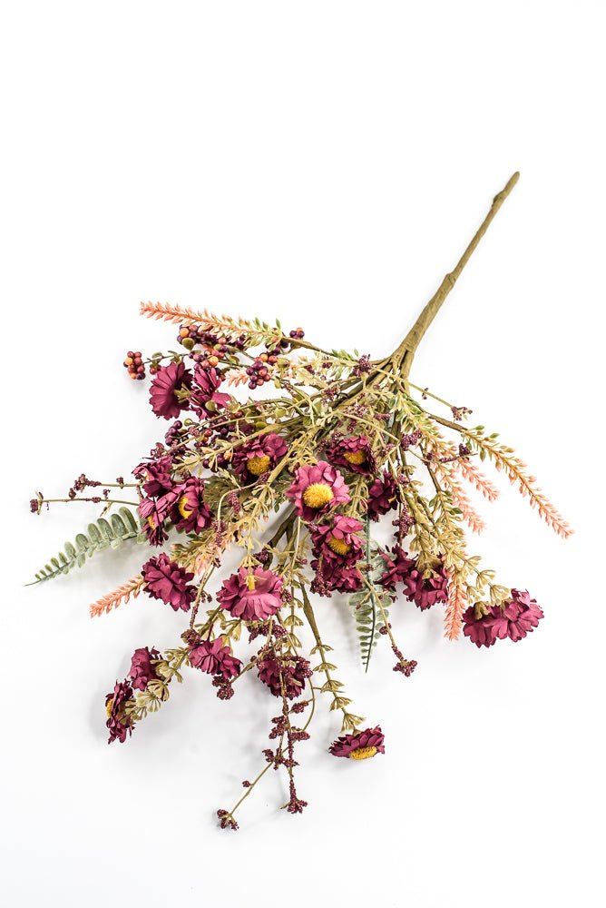 Artificial Burgundy Mixed Wild Daisy Berry Bush - 20" - Greenery MarketArtificial Flora65890-BG