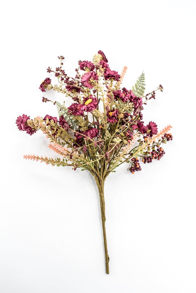 Artificial Burgundy Mixed Wild Daisy Berry Bush - 20" - Greenery MarketArtificial Flora65890-BG