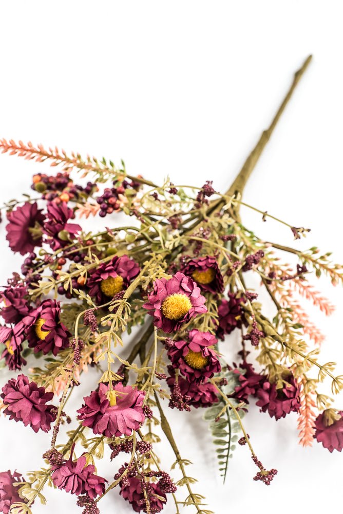 Artificial Burgundy Mixed Wild Daisy Berry Bush - 20" - Greenery MarketArtificial Flora65890-BG
