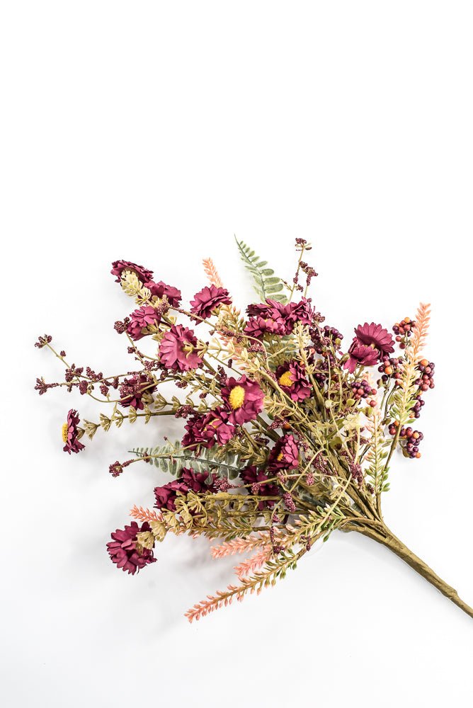 Artificial Burgundy Mixed Wild Daisy Berry Bush - 20" - Greenery MarketArtificial Flora65890-BG