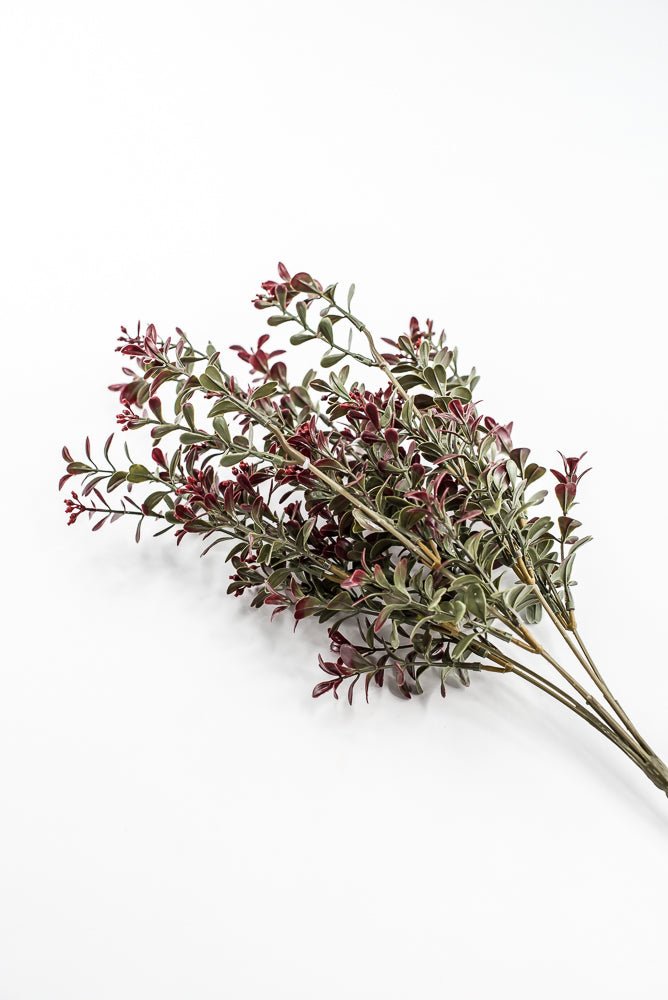 Artificial Burgundy Plastic Boxwood Bush - 18" - Greenery Market57519BG