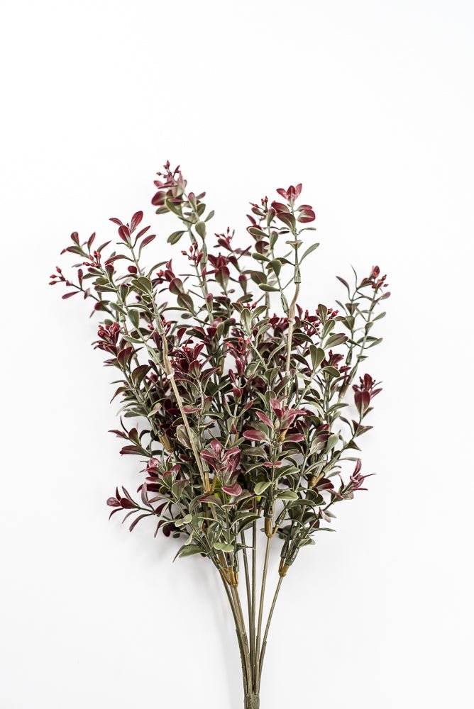 Artificial Burgundy Plastic Boxwood Bush - 18" - Greenery Market57519BG