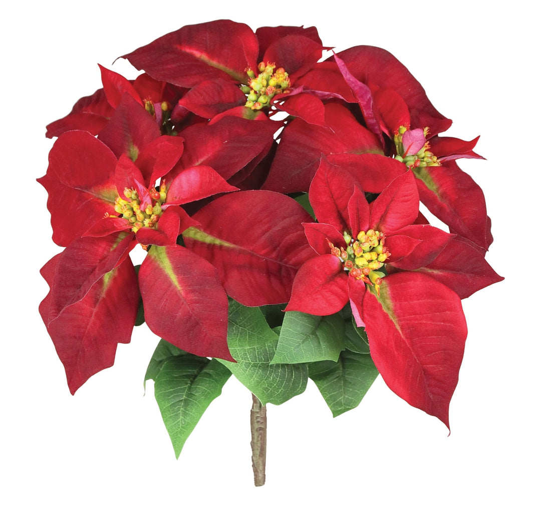 Artificial Burgundy Poinsettia Bush - 17" - Greenery MarketArtificial FloraXF730-BU