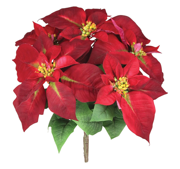 Artificial Burgundy Poinsettia Bush - 17" - Greenery MarketArtificial FloraXF730-BU