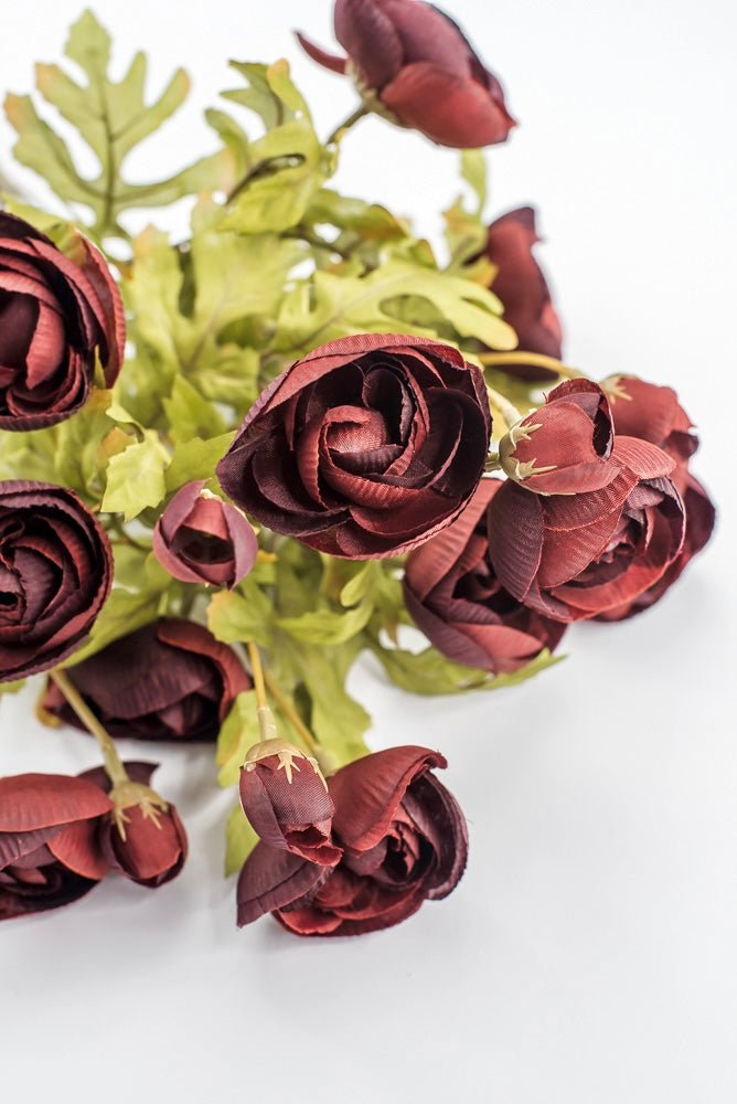 Artificial, Burgundy, Ranunculus Bush - 18" - Greenery MarketArtificial Flora85887-BG