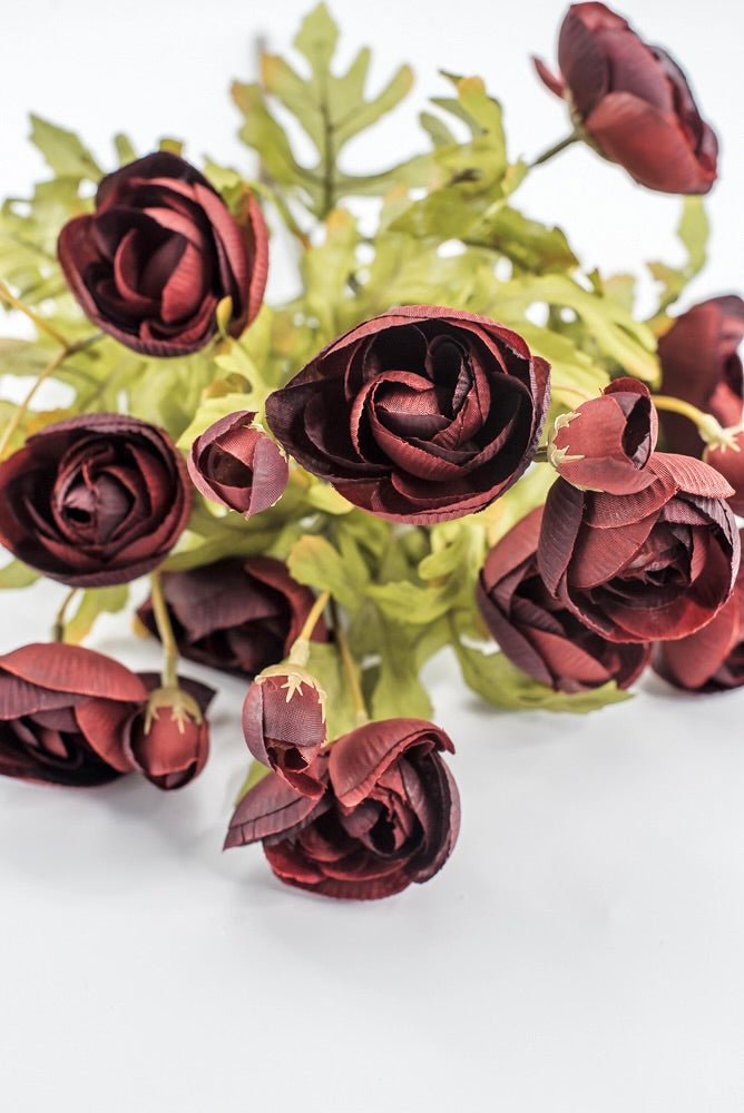 Artificial, Burgundy, Ranunculus Bush - 18" - Greenery MarketArtificial Flora85887-BG