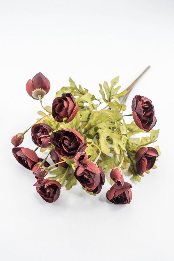 Artificial, Burgundy, Ranunculus Bush - 18" - Greenery MarketArtificial Flora85887-BG