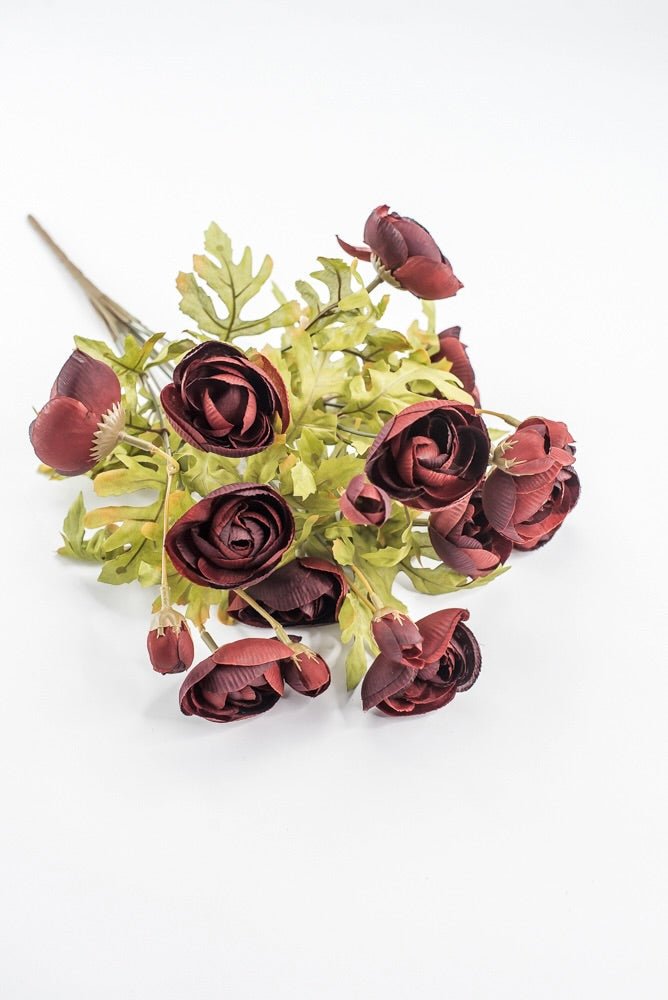 Artificial, Burgundy, Ranunculus Bush - 18" - Greenery MarketArtificial Flora85887-BG