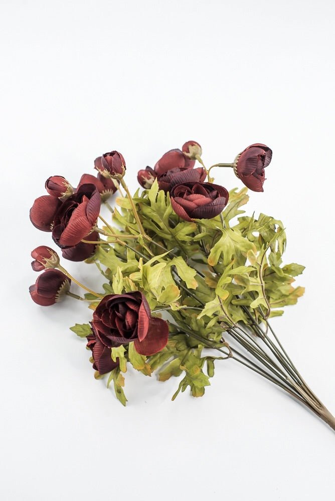 Artificial, Burgundy, Ranunculus Bush - 18" - Greenery MarketArtificial Flora85887-BG