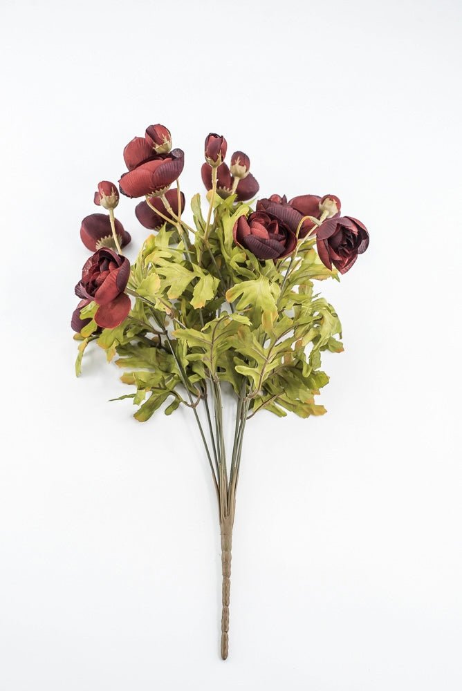 Artificial, Burgundy, Ranunculus Bush - 18" - Greenery MarketArtificial Flora85887-BG