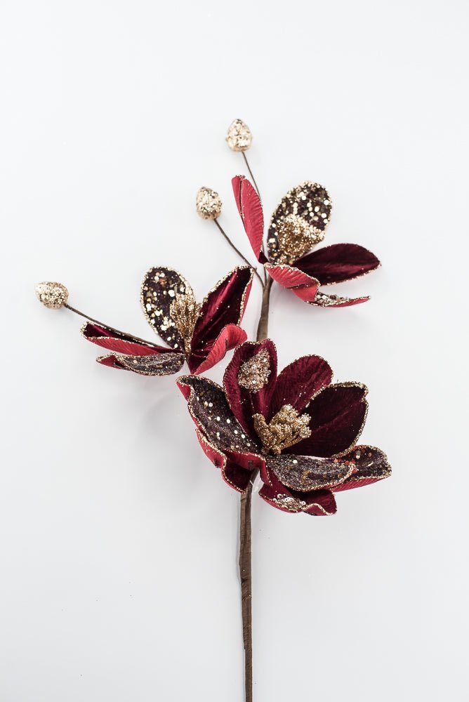 Artificial Burgundy Saucer Magnolia Spray - 23.5" - Greenery MarketArtificial Flowers279325