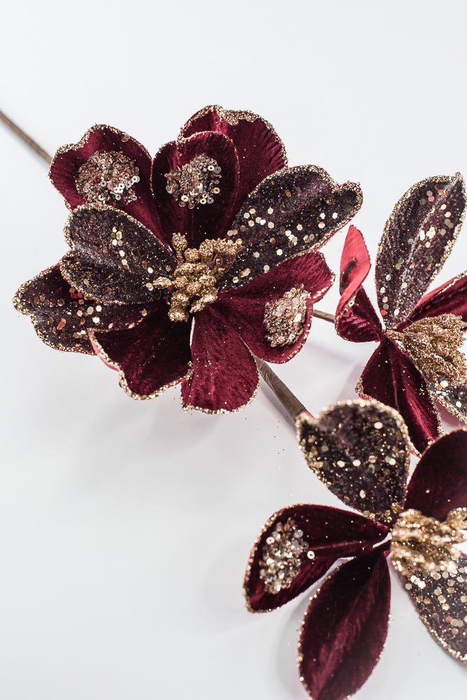 Artificial Burgundy Saucer Magnolia Spray - 23.5" - Greenery MarketArtificial Flowers279325