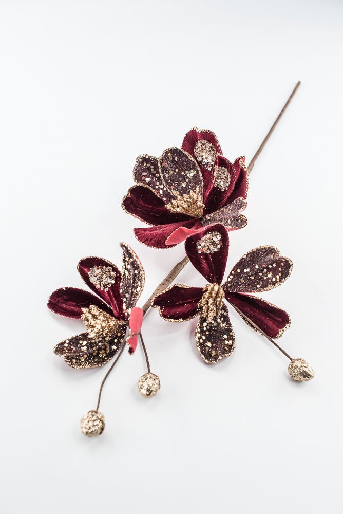Artificial Burgundy Saucer Magnolia Spray - 23.5" - Greenery MarketArtificial Flowers279325