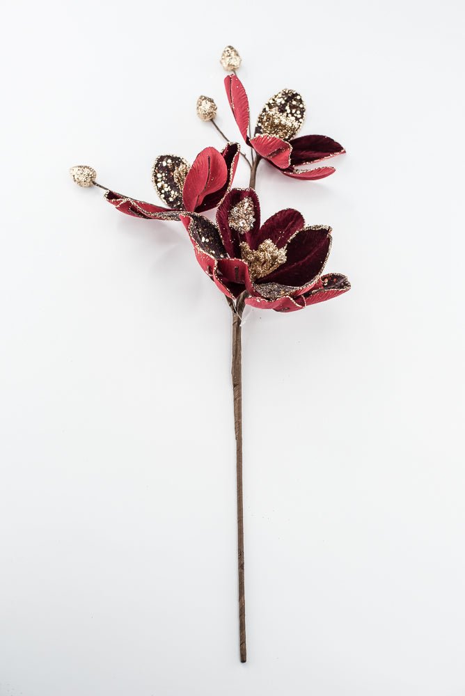 Artificial Burgundy Saucer Magnolia Spray - 23.5" - Greenery MarketArtificial Flowers279325