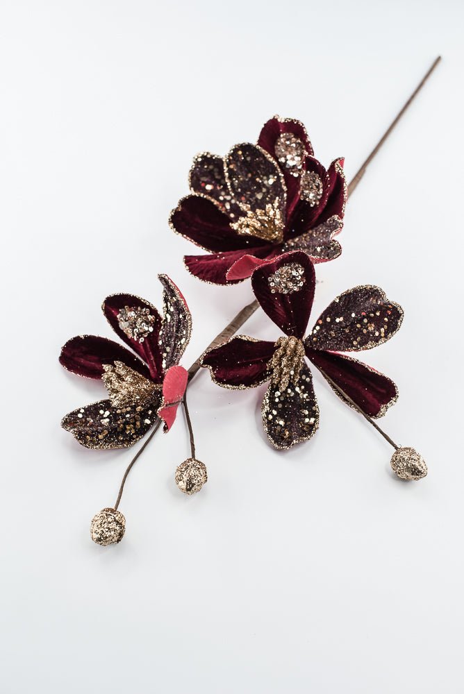 Artificial Burgundy Saucer Magnolia Spray - 23.5" - Greenery MarketArtificial Flowers279325