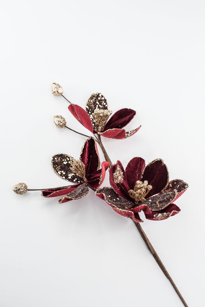 Artificial Burgundy Saucer Magnolia Spray - 23.5" - Greenery MarketArtificial Flowers279325