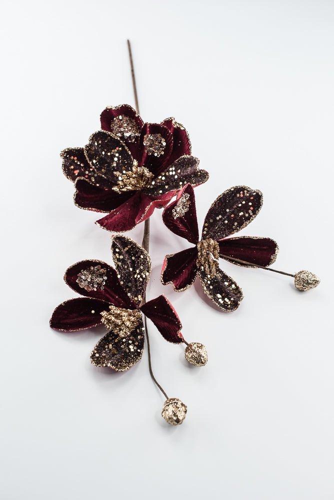 Artificial Burgundy Saucer Magnolia Spray - 23.5" - Greenery MarketArtificial Flowers279325