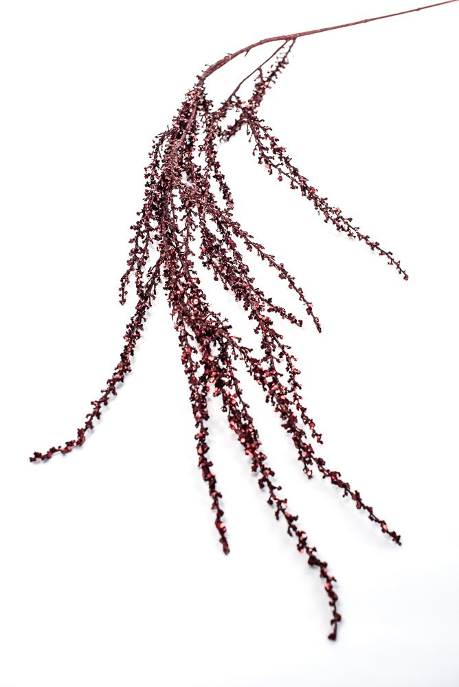 Artificial Burgundy Sequin Glitter Hanging Branch - 53" - Greenery MarketArtificial Branches253850