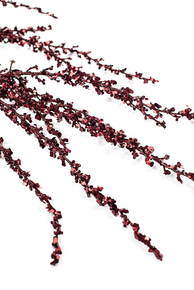 Artificial Burgundy Sequin Glitter Hanging Branch - 53" - Greenery MarketArtificial Branches253850
