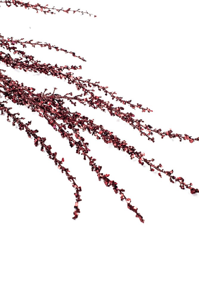 Artificial Burgundy Sequin Glitter Hanging Branch - 53" - Greenery MarketArtificial Branches253850