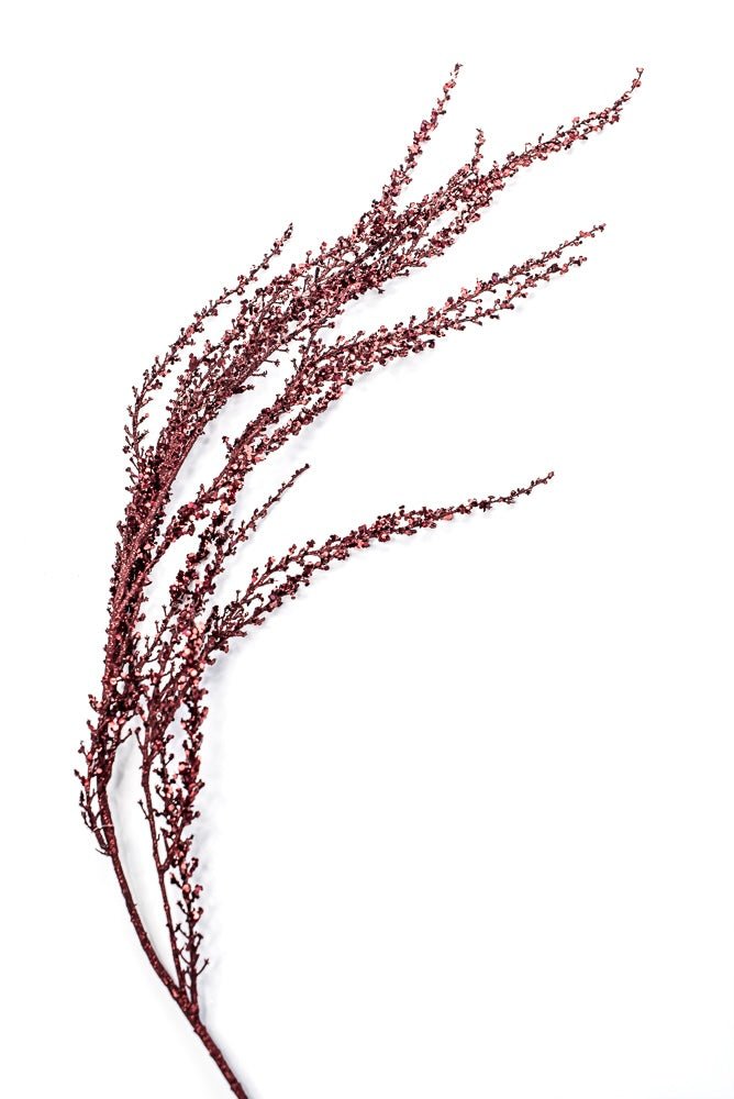 Artificial Burgundy Sequin Glitter Hanging Branch - 53" - Greenery MarketArtificial Branches253850