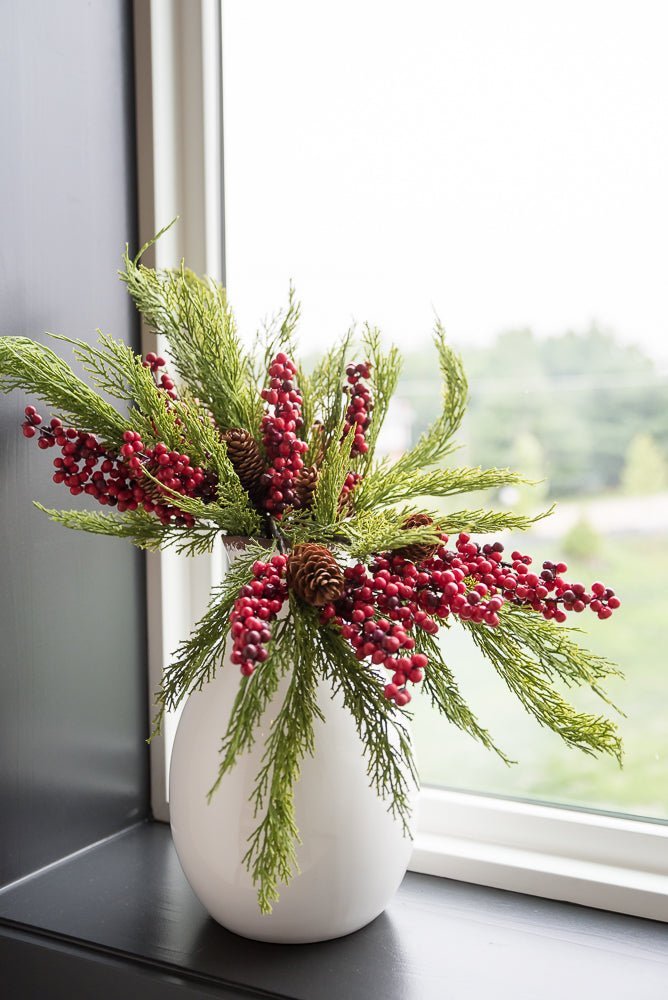 Artificial cedar and red berries branch - Greenery Marketgreenery2826097RD