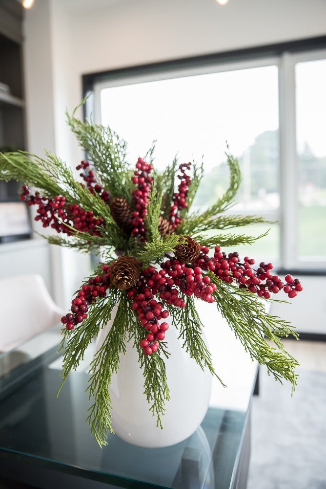 Artificial cedar and red berries branch - Greenery Marketgreenery2826097RD