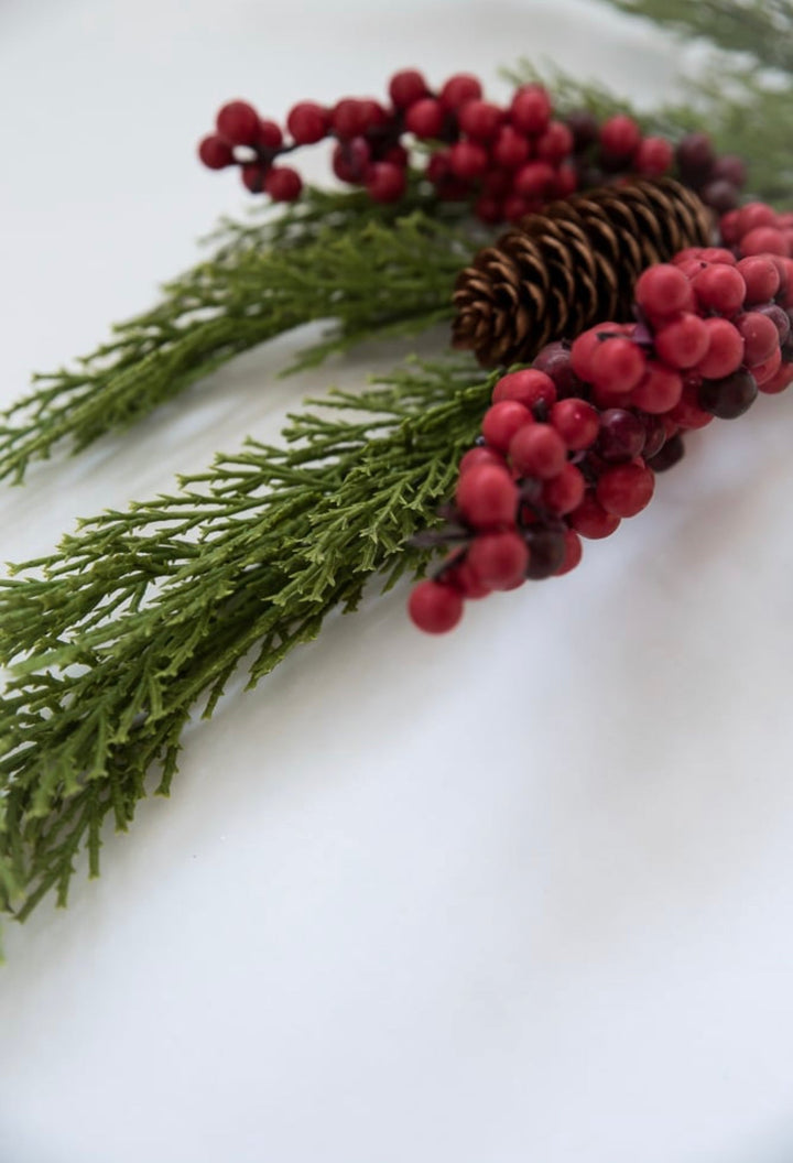 Artificial cedar and red berries branch - Greenery Marketgreenery2826097RD