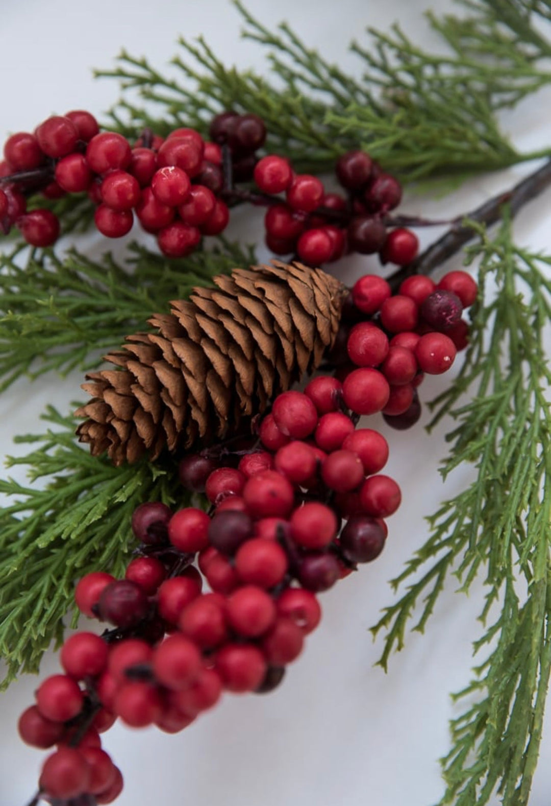 Artificial cedar and red berries branch - Greenery Marketgreenery2826097RD