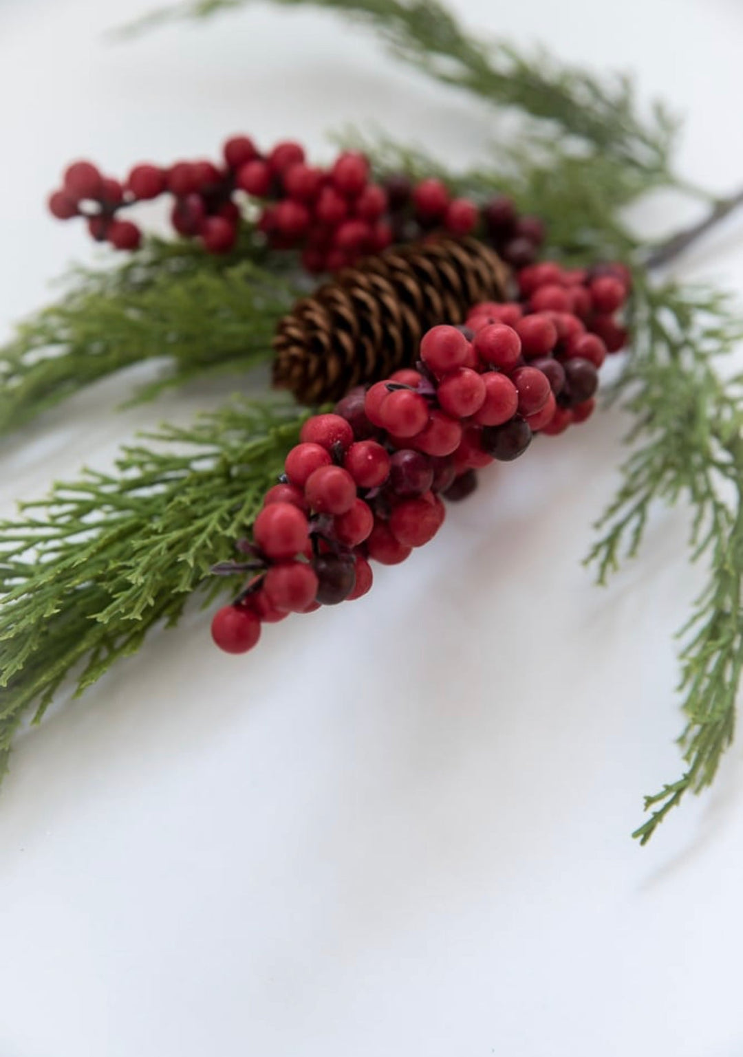 Artificial cedar and red berries branch - Greenery Marketgreenery2826097RD