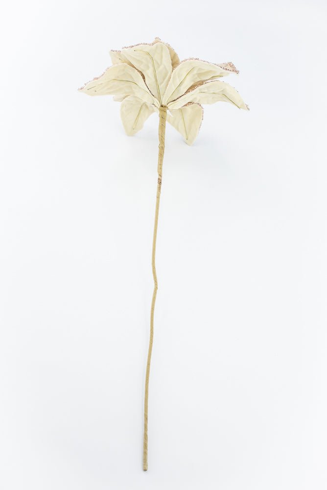 Artificial Champagne Beaded Poinsettia Stem - 20" - Greenery MarketArtificial Flowers277656