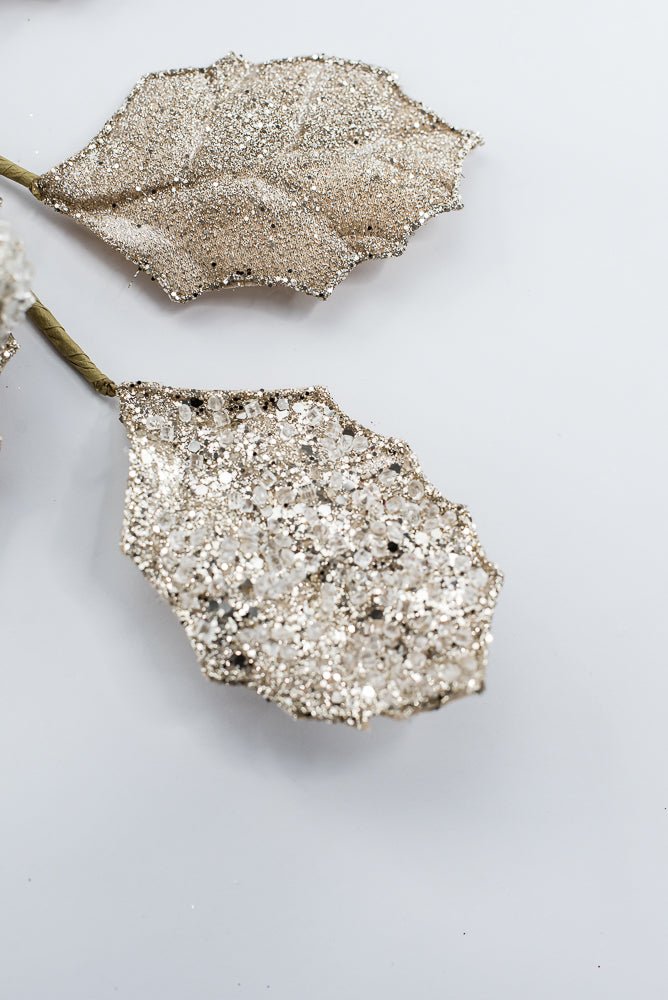 Artificial Champagne Glitter Berry Leaf Spray - 27" - Greenery MarketArtificial Flowers282011