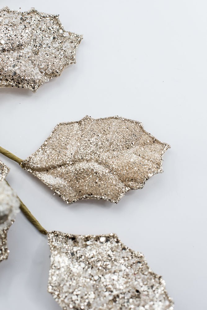 Artificial Champagne Glitter Berry Leaf Spray - 27" - Greenery MarketArtificial Flowers282011