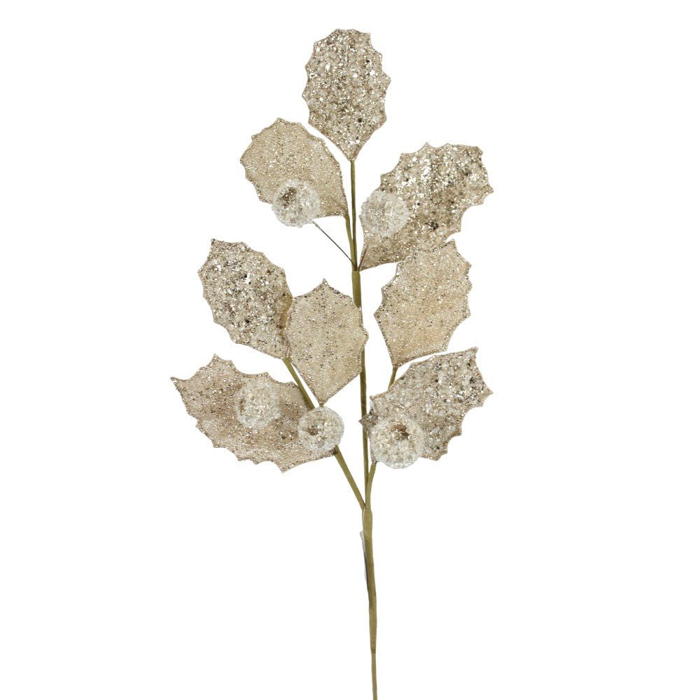 Artificial Champagne Glitter Berry Leaf Spray - 27" - Greenery MarketArtificial Flowers282011