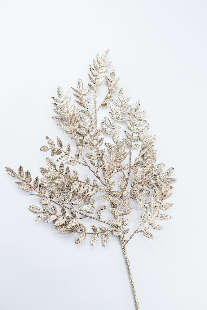 Artificial Champagne Glitter Fern Spray - 28" - Greenery Market86927CH