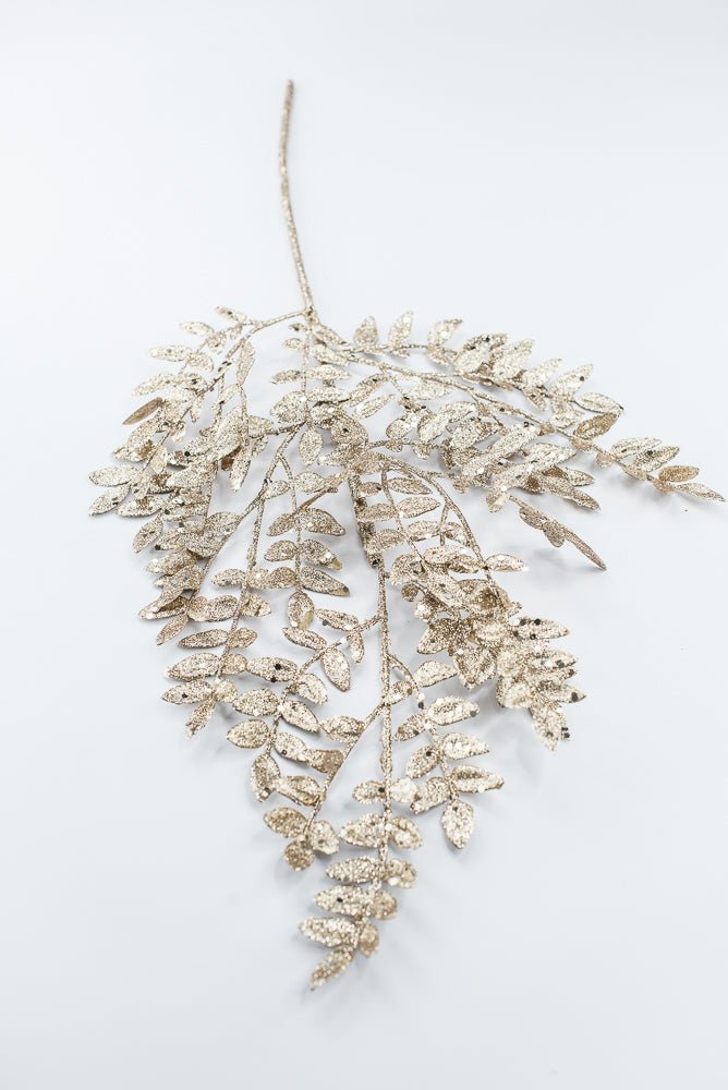 Artificial Champagne Glitter Fern Spray - 28" - Greenery Market86927CH