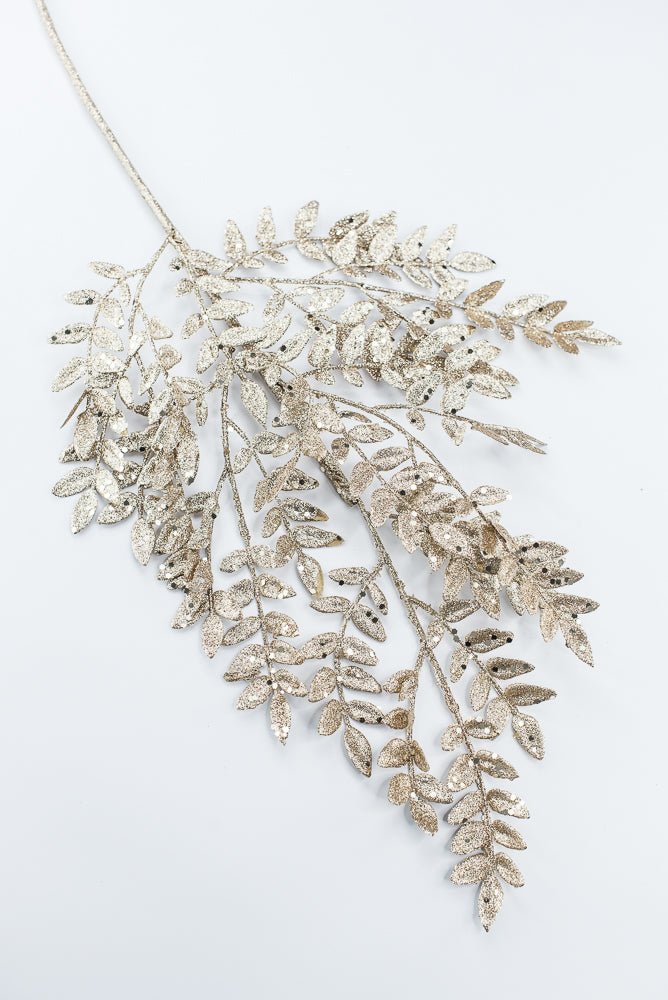 Artificial Champagne Glitter Fern Spray - 28" - Greenery Market86927CH