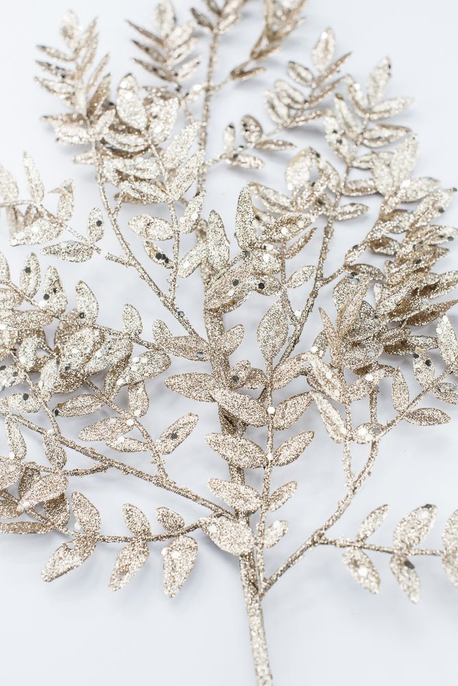 Artificial Champagne Glitter Fern Spray - 28" - Greenery Market86927CH