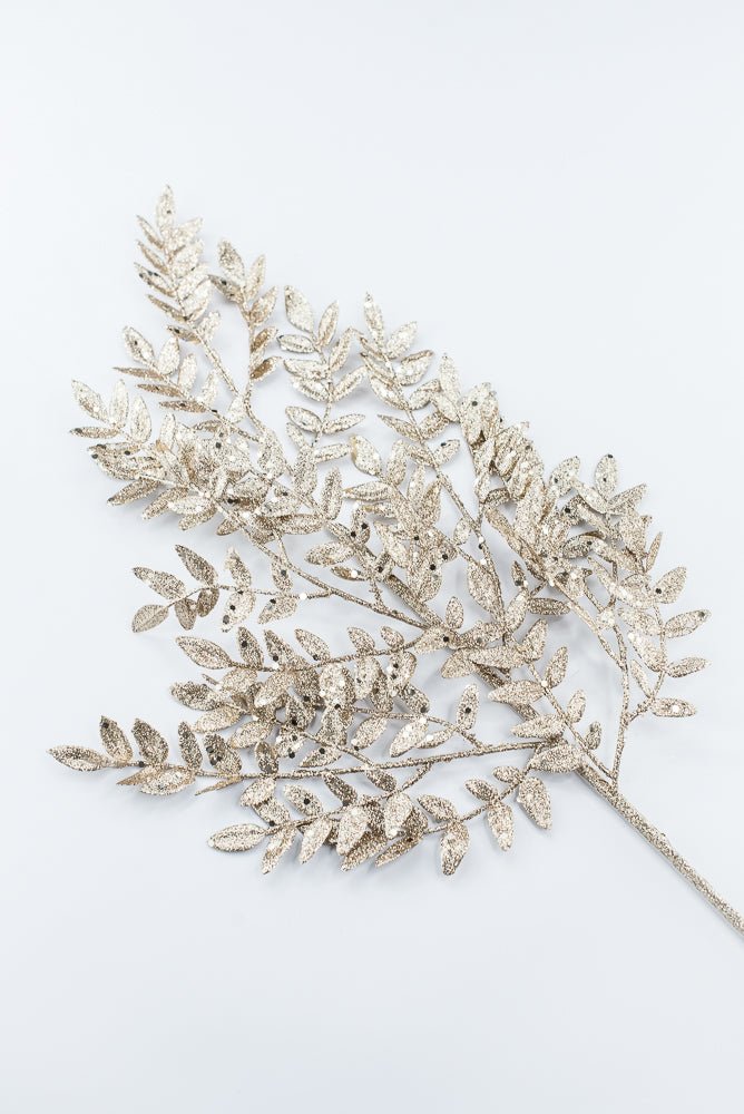 Artificial Champagne Glitter Fern Spray - 28" - Greenery Market86927CH