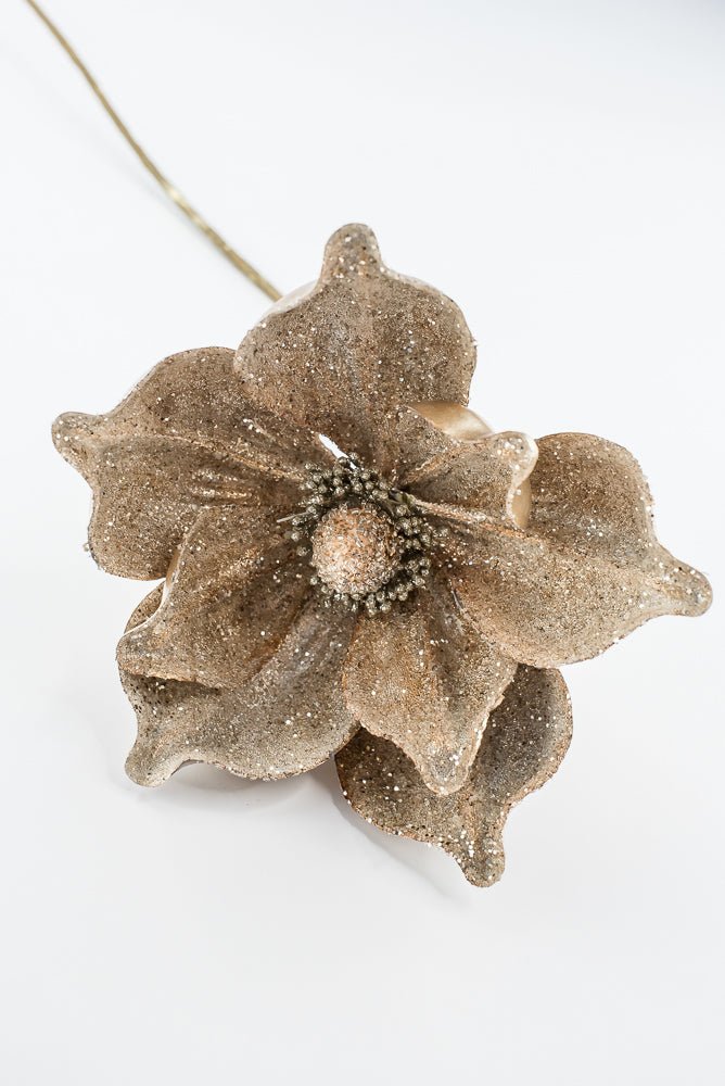 Artificial Champagne Glitter Magnolia Stem - 22" - Greenery MarketArtificial Flowers277674