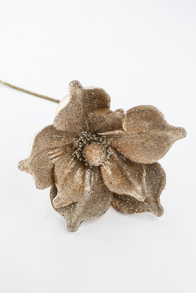 Artificial Champagne Glitter Magnolia Stem - 22" - Greenery MarketArtificial Flowers277674
