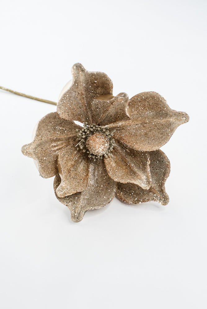 Artificial Champagne Glitter Magnolia Stem - 22" - Greenery MarketArtificial Flowers277674