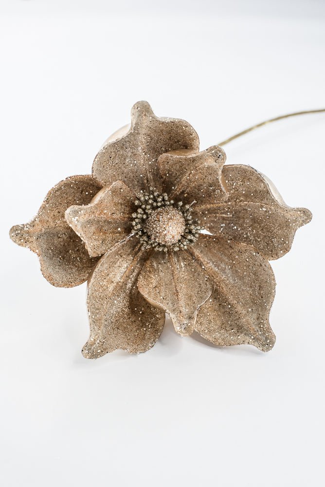 Artificial Champagne Glitter Magnolia Stem - 22" - Greenery MarketArtificial Flowers277674