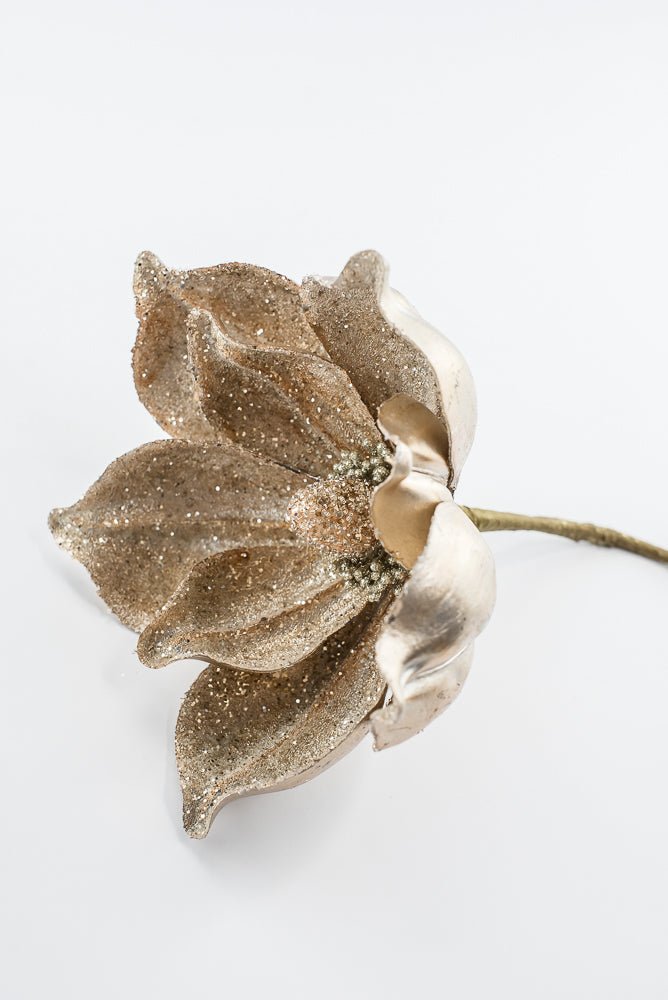 Artificial Champagne Glitter Magnolia Stem - 22" - Greenery MarketArtificial Flowers277674