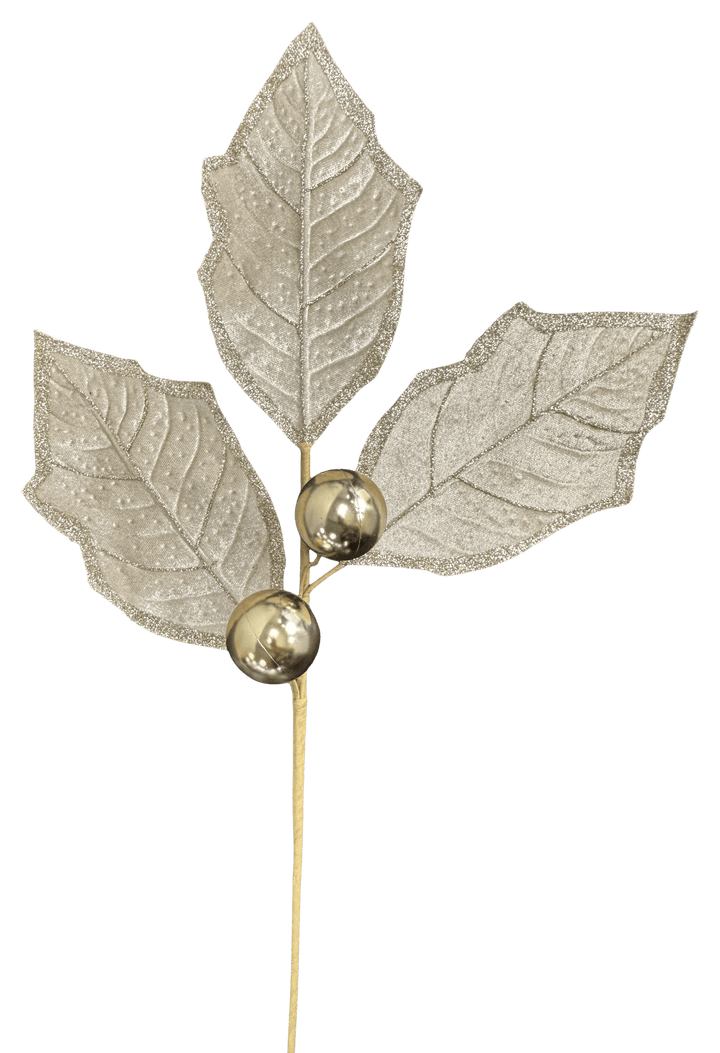 Artificial Champagne Holly Leaves Spray - 27" - Greenery Market86264CH