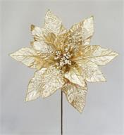 Artificial Champagne Metallic Poinsettia Stem With Pearl - 20" - Greenery MarketArtificial FloraXG1091-CH
