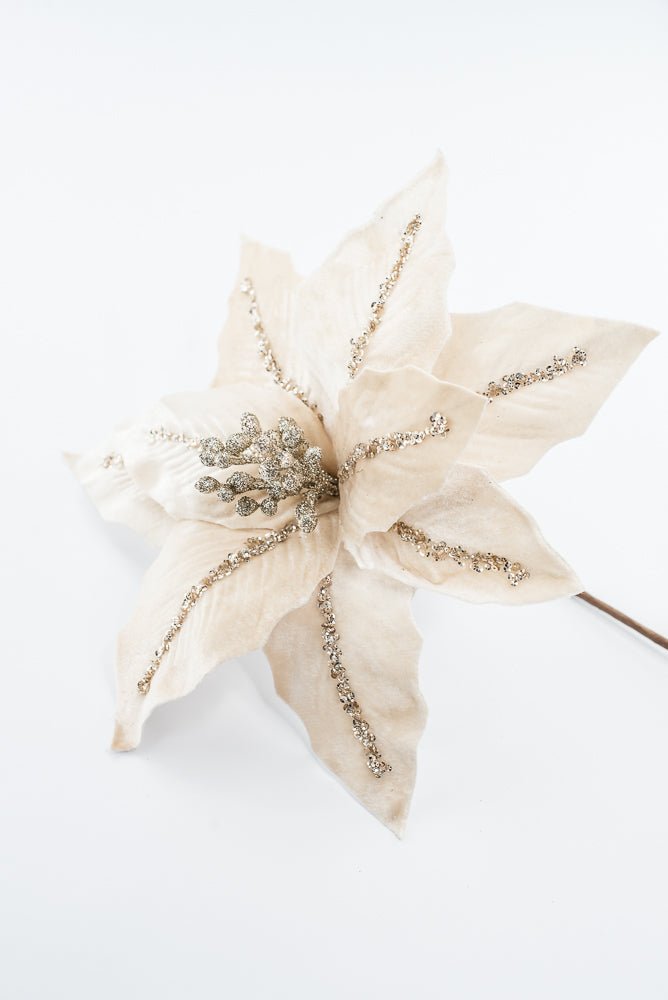 Artificial Champagne Poinsettia Stem - 16" - Greenery Market86876CH