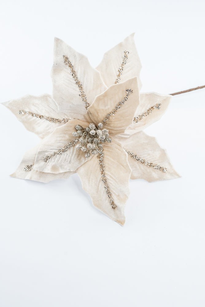 Artificial Champagne Poinsettia Stem - 16" - Greenery Market86876CH
