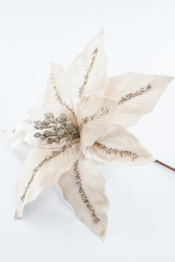 Artificial Champagne Poinsettia Stem - 16" - Greenery Market86876CH