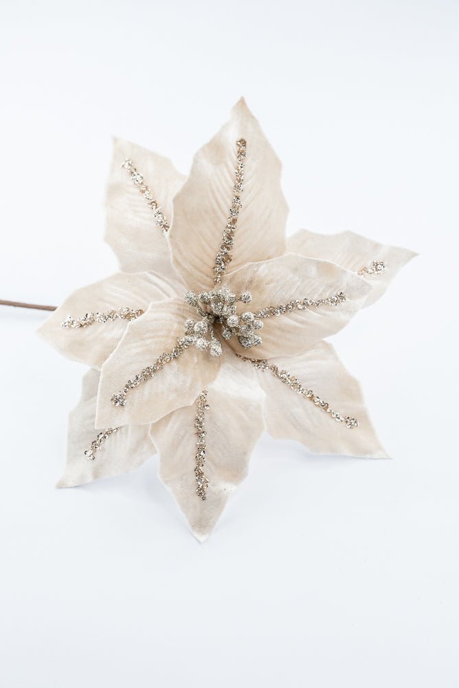 Artificial Champagne Poinsettia Stem - 16" - Greenery Market86876CH